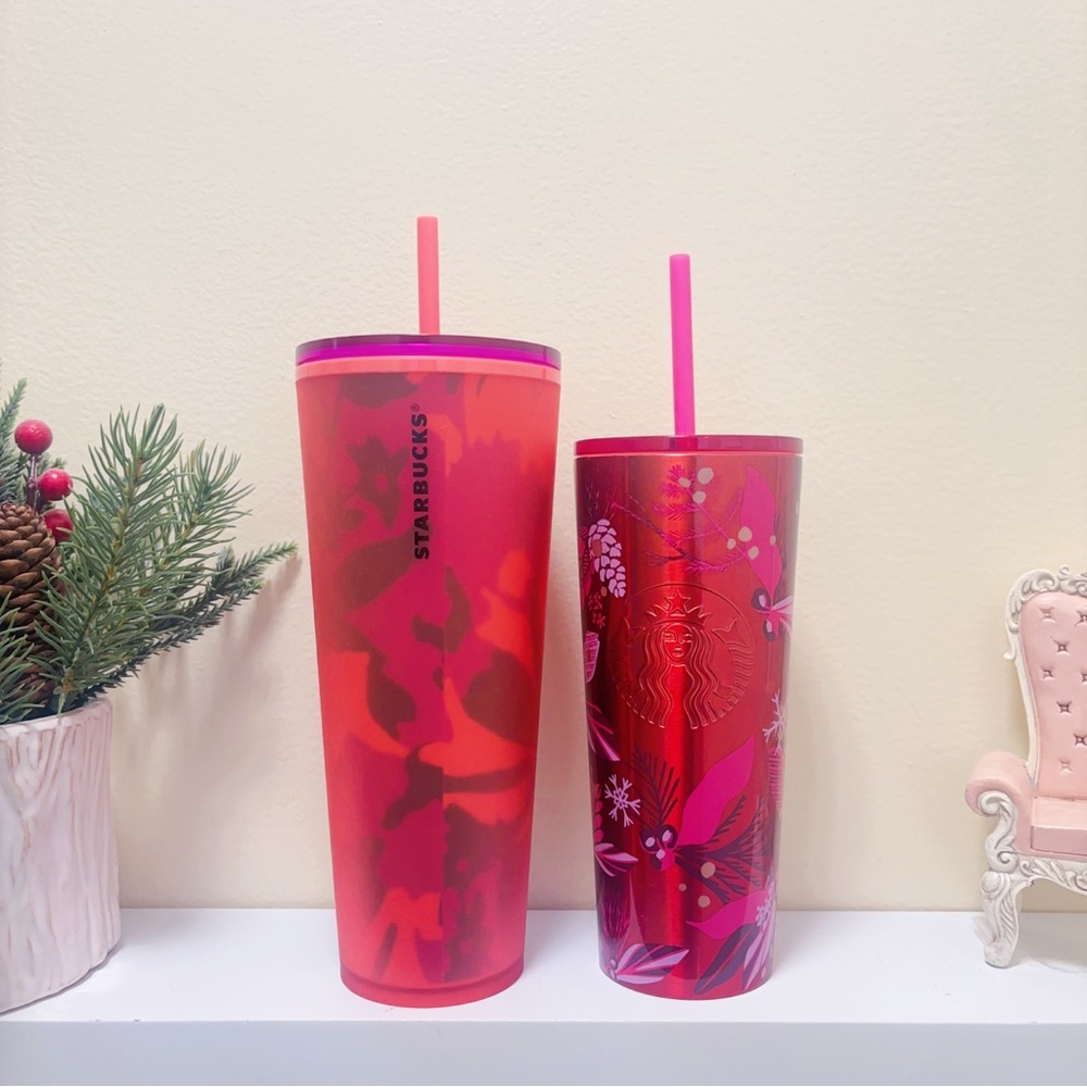 Starbucks 2022 Red soft touch venti and Starbucks 2022 holiday stainless steel